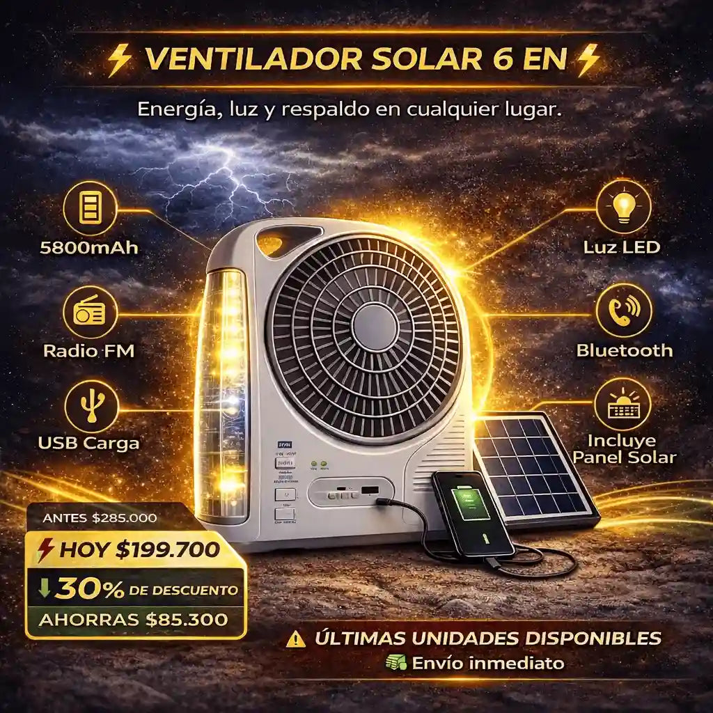 ventilador solar 6 en 1