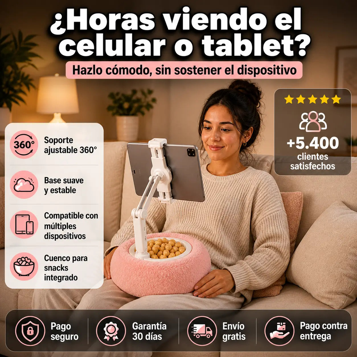 Soporte de Tableta con Almohada y Brazo Ajustable