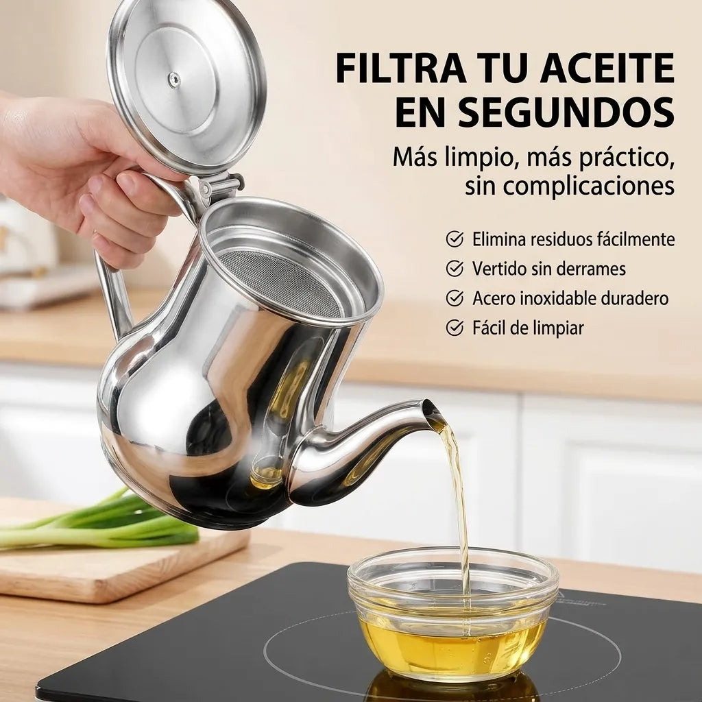 Olla Coladora de Aceite de Acero Inoxidable